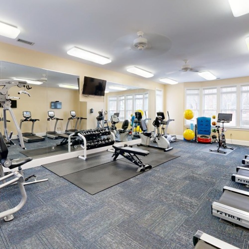 a gym with exercise equipment