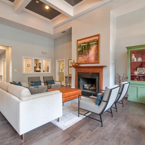 clubhouse with a fireplace
